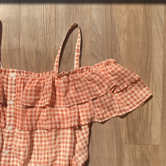 LC Lauren Conrad check print ruffle detail boho top XXL - Picture 5 of 17